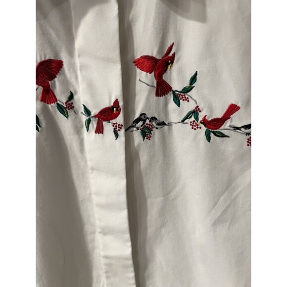 Orvis Shirt Womens 14 Cardinals Button Down Embroidered Blouse Nature Whimsical - Picture 2 of 9